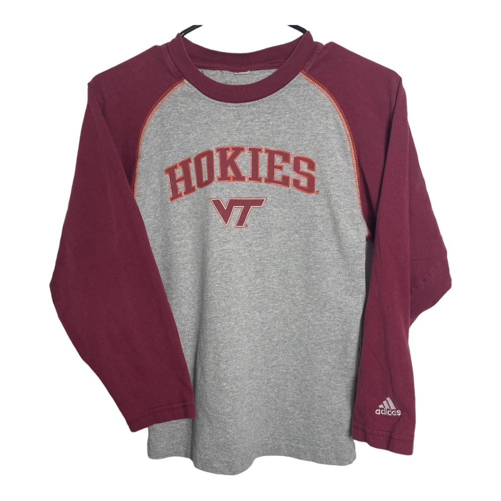 Y2K Adidas Virginia Tech Hokies Raglan T-Shirt Size Small